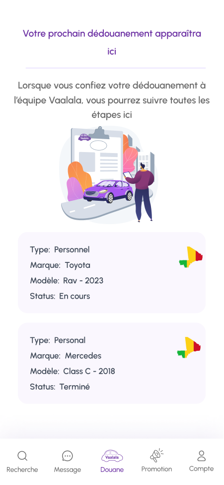 Mock Up de l'application Vaalala